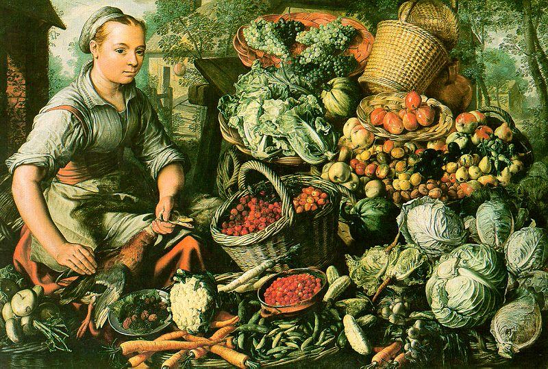 Joachim Beuckelaer Market Woman with Fruits, Vegetables and Poultry Sweden oil painting art